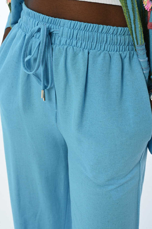 Elegante blå bukser med brede ben | BF MODA FASHION®