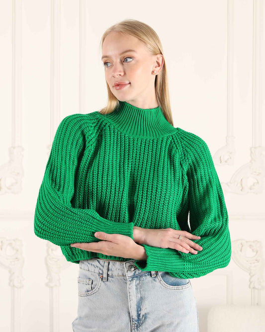 Grøn uldblandingstrøje | BF Moda Fashion®