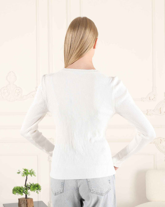 Weißer Strickpullover aus Seiden- und Wollmischung | BF Moda Fashion®