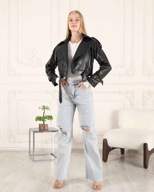 BF Moda Fashion® Luxury Women's Black Pu Leather  Jacket