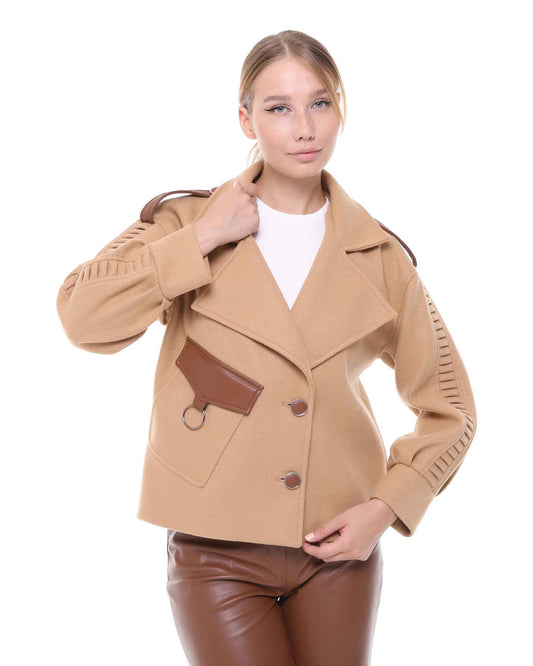 Women's Soft Bomber Jacket with PU Leather Details | BF Moda Fashion®