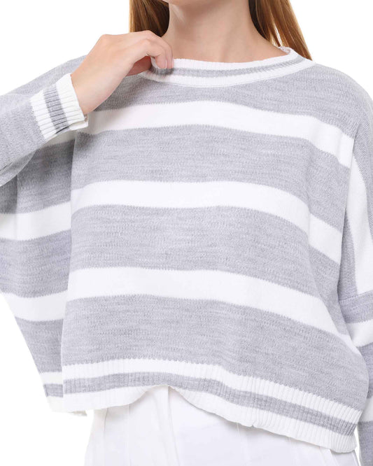 United Striped Sweater in Grey  and Blue | BF Moda Fashion®